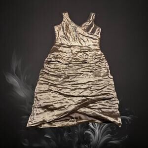 Nicole Miller Bronze Ruched Faux Wrap Mini Semi-Formal Dress Size 4